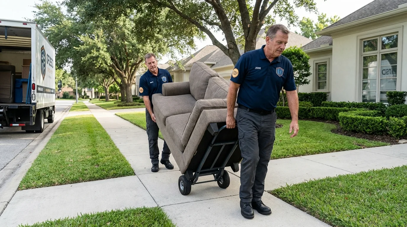 Local residential moving crew loading furniture in Princeton, WV